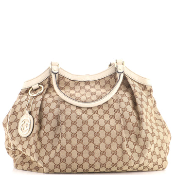 Gucci Sukey Tote Gg Canvas With Leather