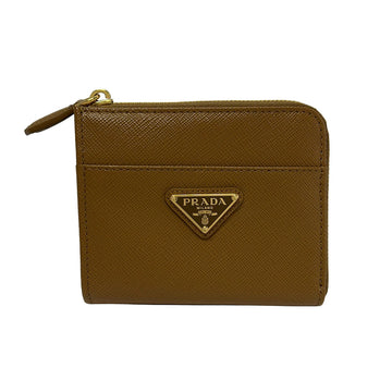 Prada Compact Wallet Brown Saffiano
