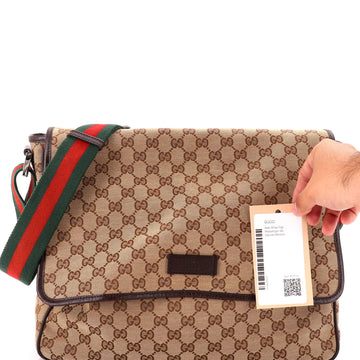 Gucci Web Strap Flap Messenger Gg Canvas