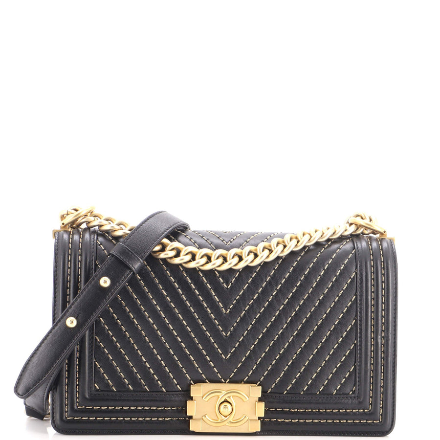 Chanel Boy Flap Bag Chevron Calfskin