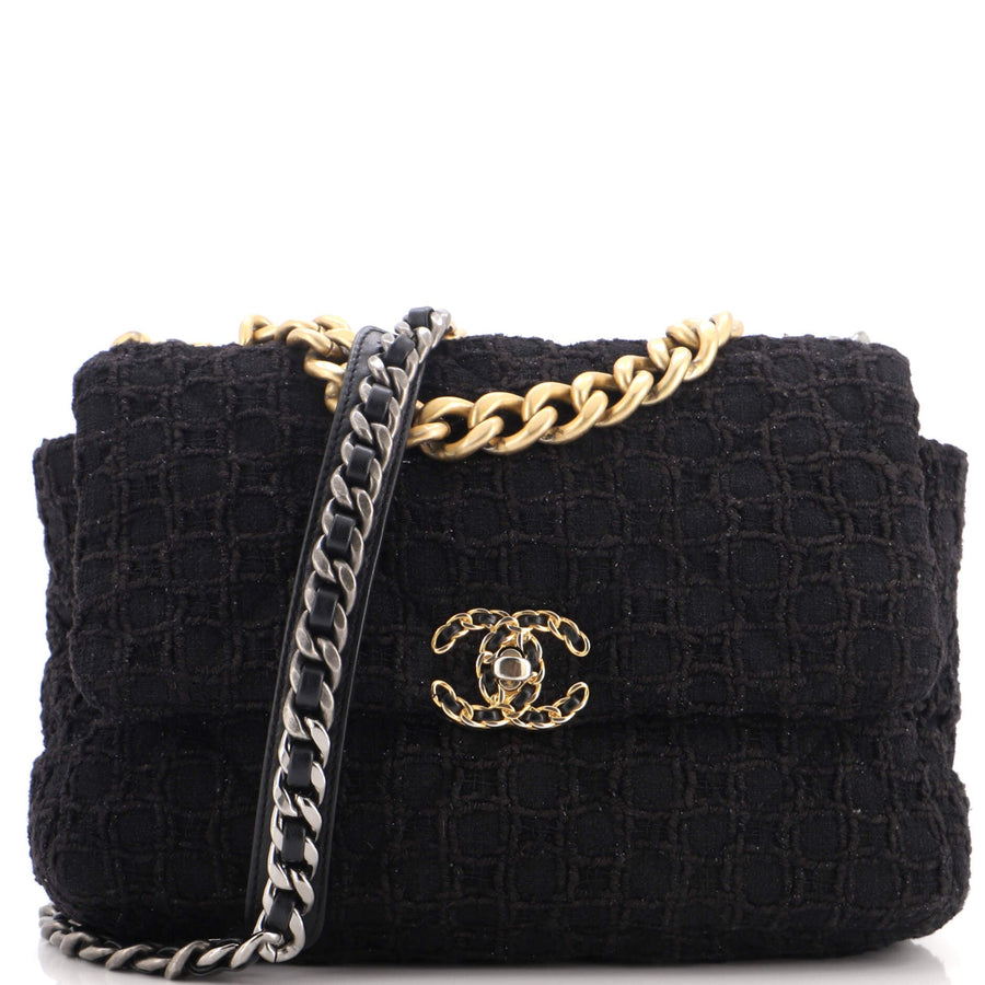 Chanel 19 Flap Bag Quilted Tweed Large