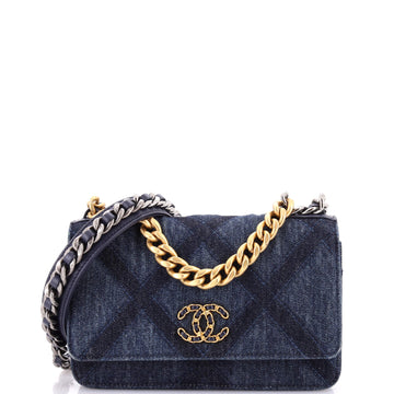 Chanel 19 Wallet On Chain Quilted Denim