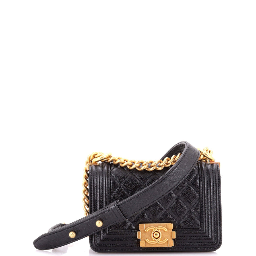Chanel Boy Flap Bag Quilted Caviar Mini