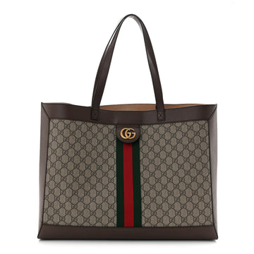 Gucci Gg Supreme Web Ophidia Tote Brown