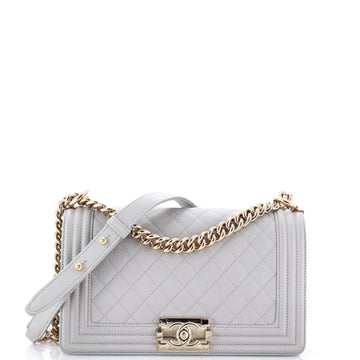 Chanel Boy Flap Bag Quilted Caviar Old