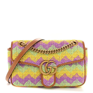 Gucci Calfskin Raffia Woven Small Gg