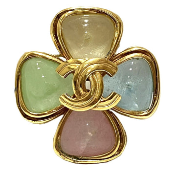 Chanel Cc Logo Clover Brooch Metal