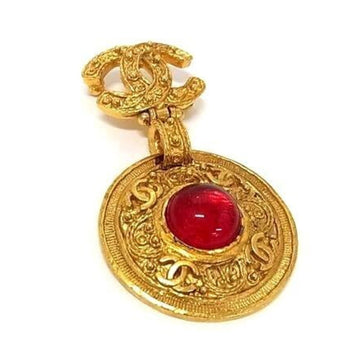 Chanel Cc Logo Brooch Gold-Tone Metal