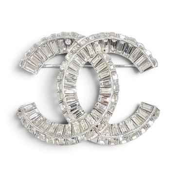 Chanel Cc Logo Brooch Sterling Silver