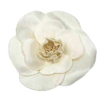 Chanel Enamel Corsage Brooch Satin White