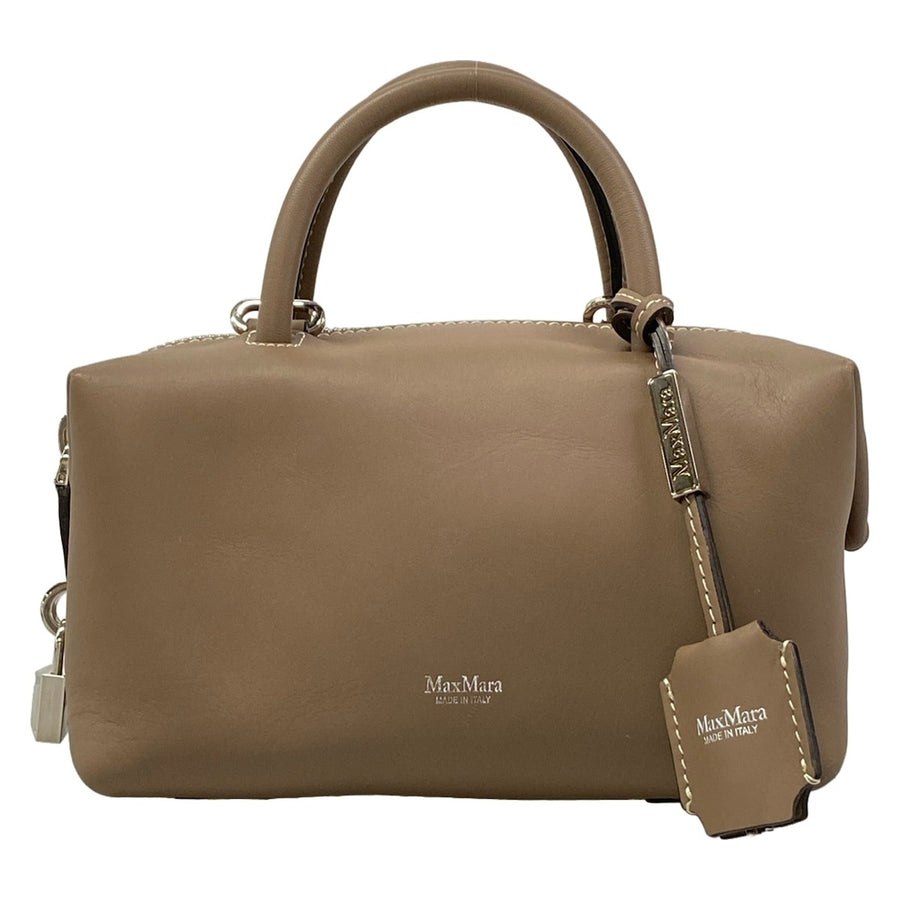 Max Mara Holdall Gray Beige Leather