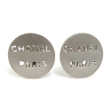 Chanel Logo Earrings Silver Metal -