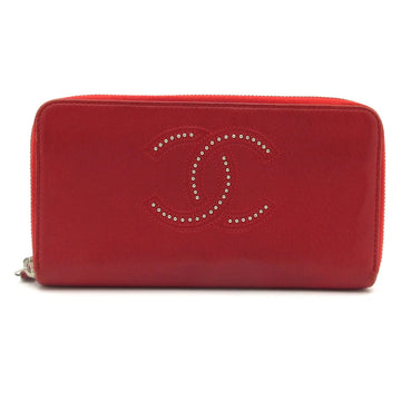 Chanel Red Lambskin Long Wallet