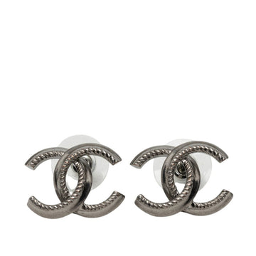 Chanel Cc Logo Stud Earrings Silver-Tone