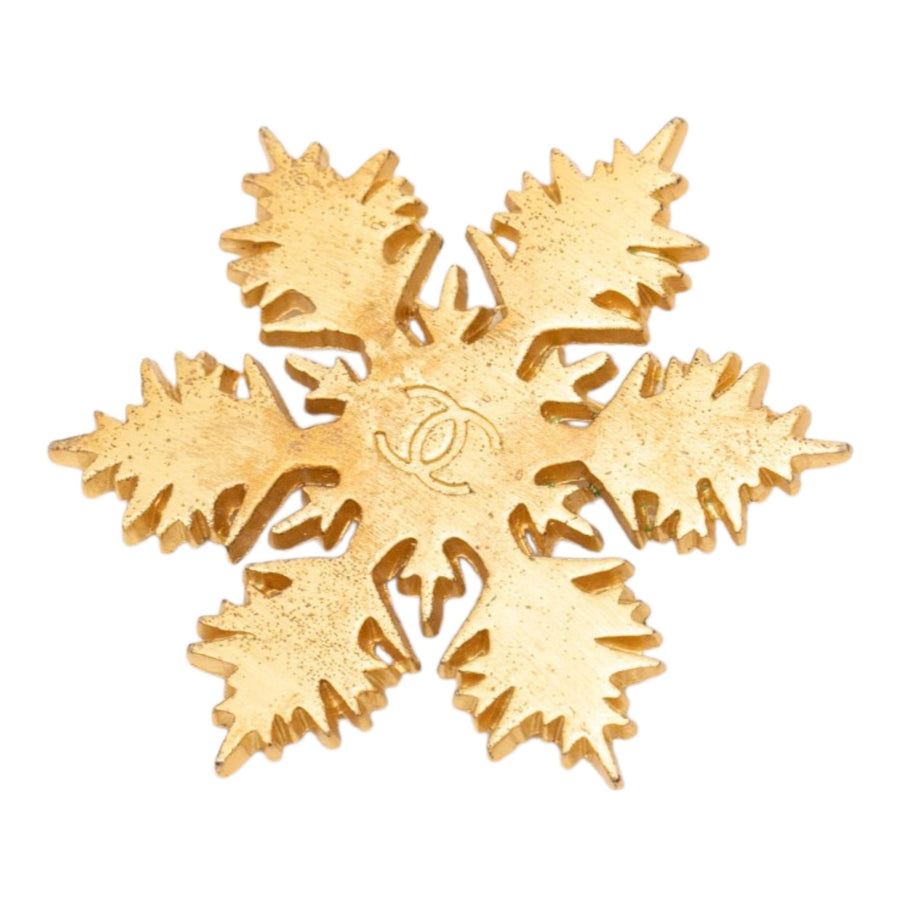 Chanel Cc Gold Plated Snowflake Brooch