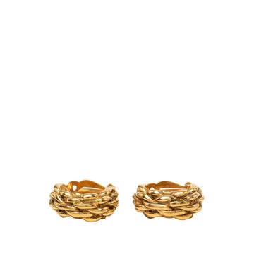 Chanel Gold Plated Braided Hoop Clip On