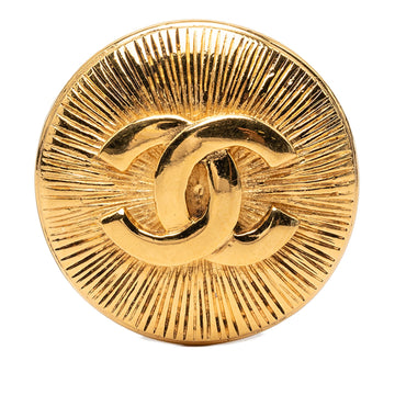 Chanel Cc Gold Plated Round Sunburst