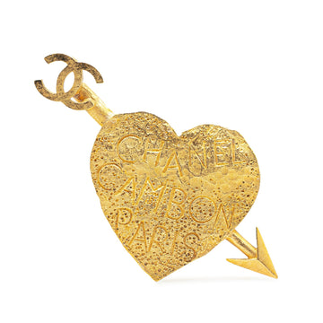 Chanel Gold Plated Cc Heart And Arrow