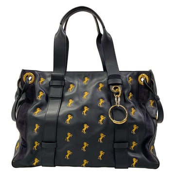 Chloe Tao Navy Yellow Leather Tote Bag