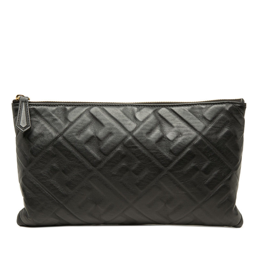 Fendi Embossed Leather Ff Clutch Pre-
