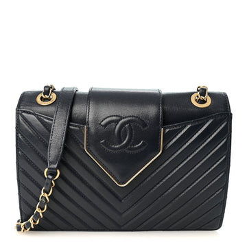 Chanel Shiny Sheepskin Chevron Quilted