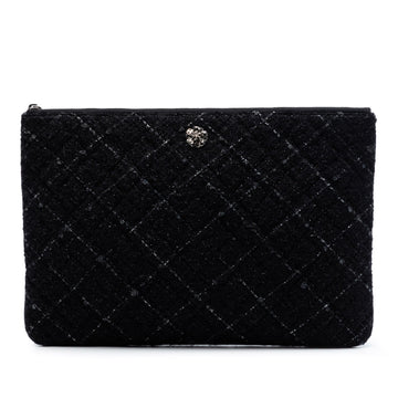 Chanel Large Quilted Tweed And Lambskin
