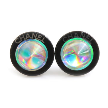 Chanel Logo Earrings Black/Silver