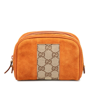 Gucci Gg Canvas Trimmed Suede Pouch Pre-