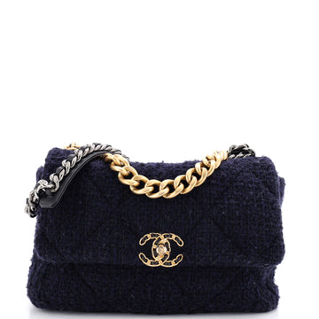 Chanel 19 Flap Bag Quilted Tweed Large