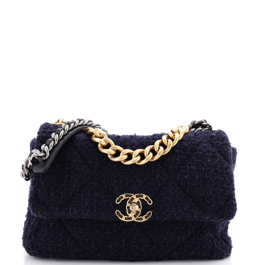 Chanel 19 Flap Bag Quilted Tweed Large