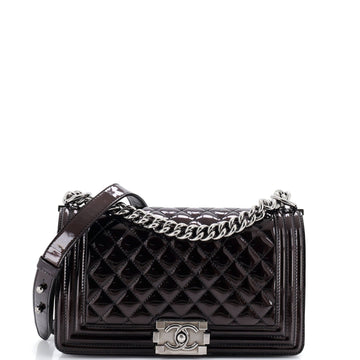 Chanel Boy Flap Bag Quilted Patent Old