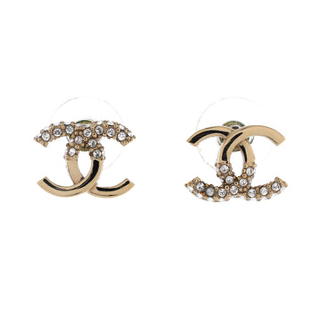 Chanel Cc Stud Earrings Metal With