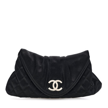 Chanel Satin Quilted Flap Clutch Black