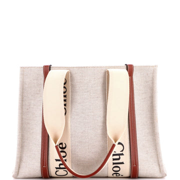 Chloe Woody Tote Canvas With Leather