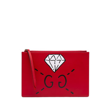 Gucci Ghost Calfskin Diamond Zip Pouch