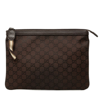 Gucci Gg Nylon Top Zip Clutch Pre-Loved