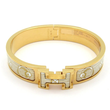 Hermes Clic H Gold White Hardware Bangle