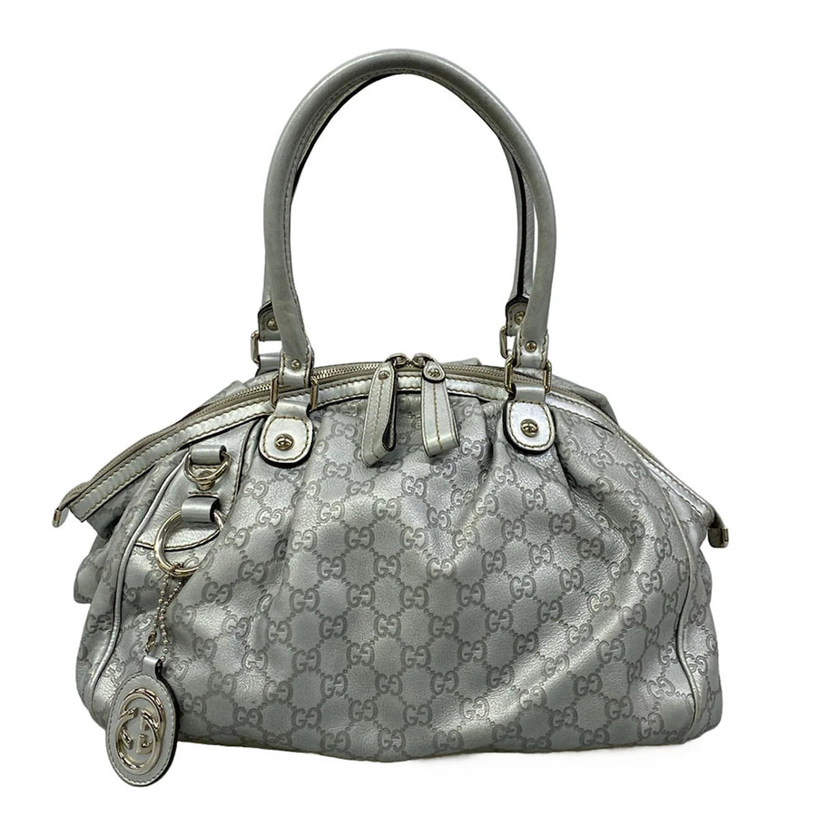 Gucci Sukey Silver Leather Handbag