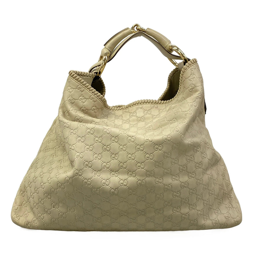 Gucci Horsebit Cream Leather Handbag