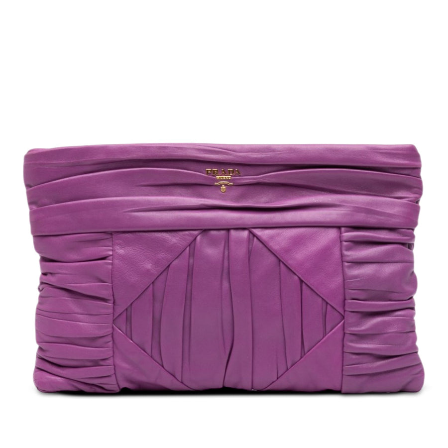 Prada Pleated Nappa Clutch Pre-Loved