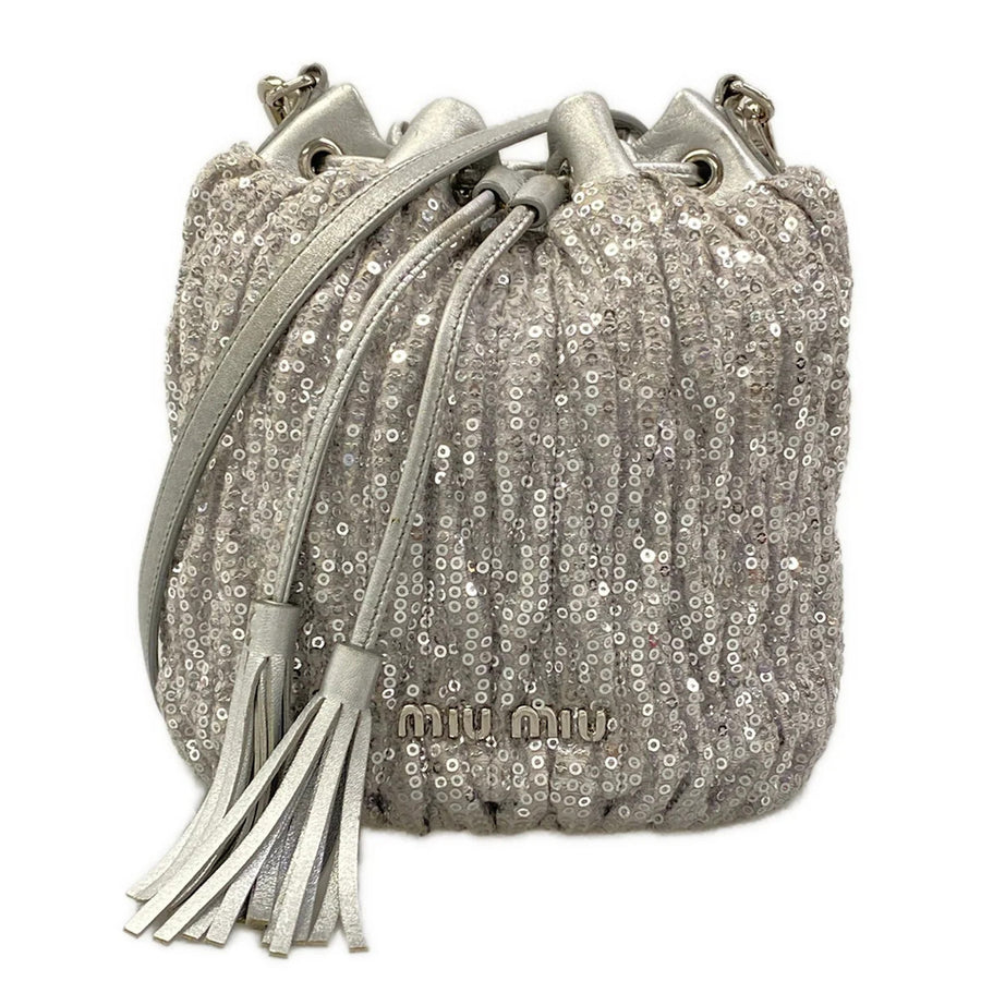 Miumiu Silver Chemical Fiber Leather