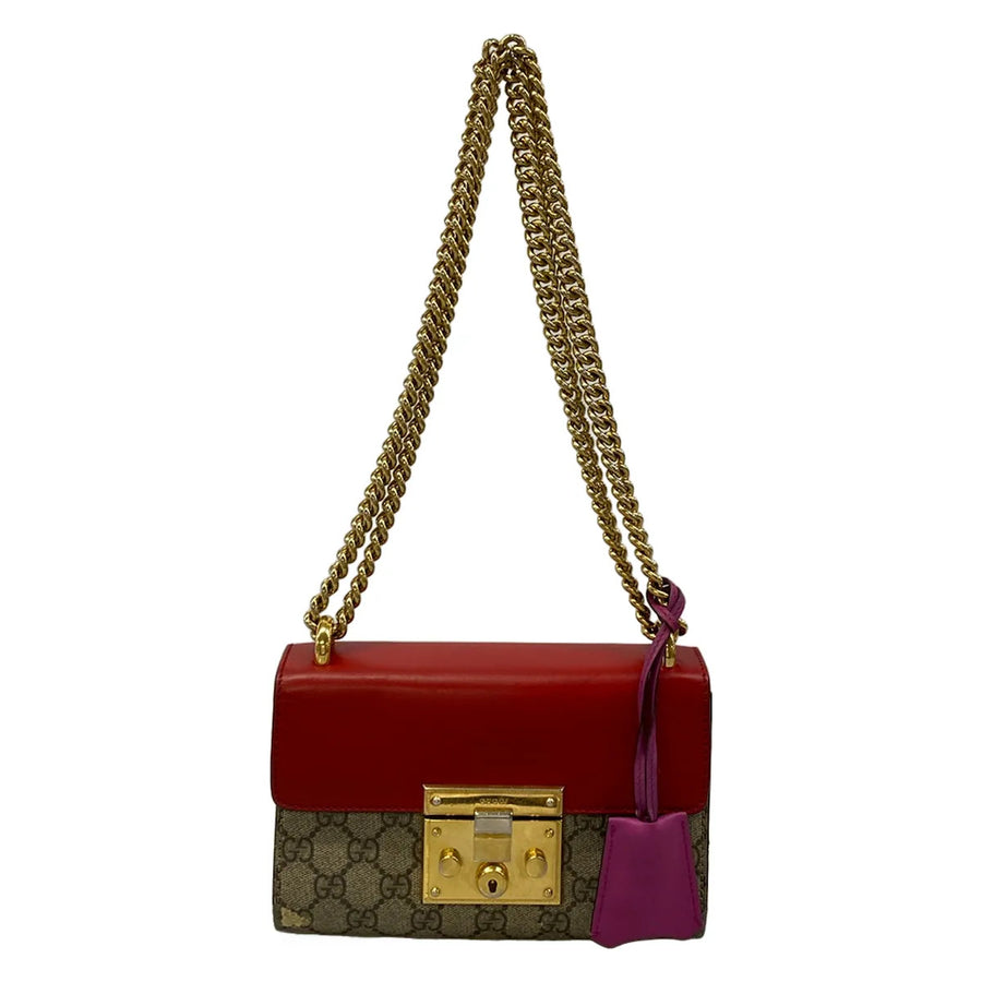 Gucci Padlock Gg Pattern Red Pink Brown