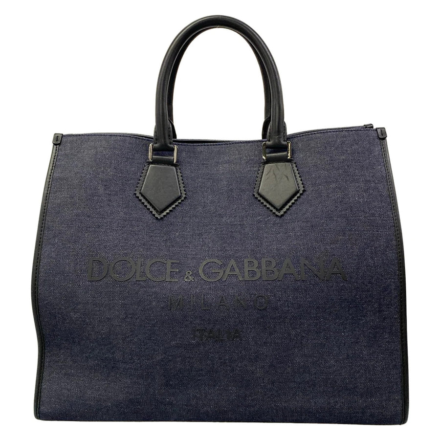 Dolce&Gabbana Navy Black Denim Leather