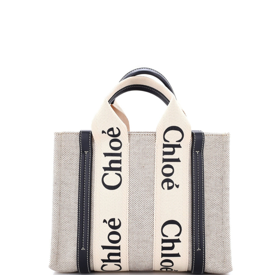 Chloe Woody Tote Canvas With Leather