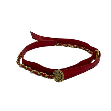 Chanel Red Gold Leather Hardware Belt