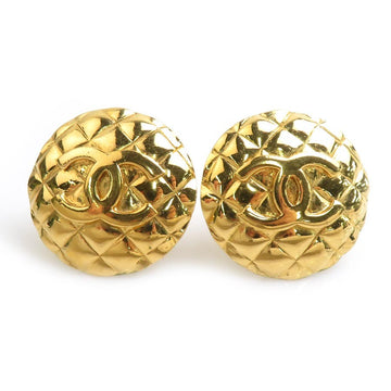 Chanel Cc Logo Earrings Gold Metal