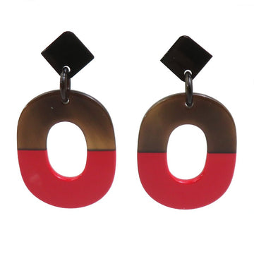 Hermes Pierce Earrings Red/Brown