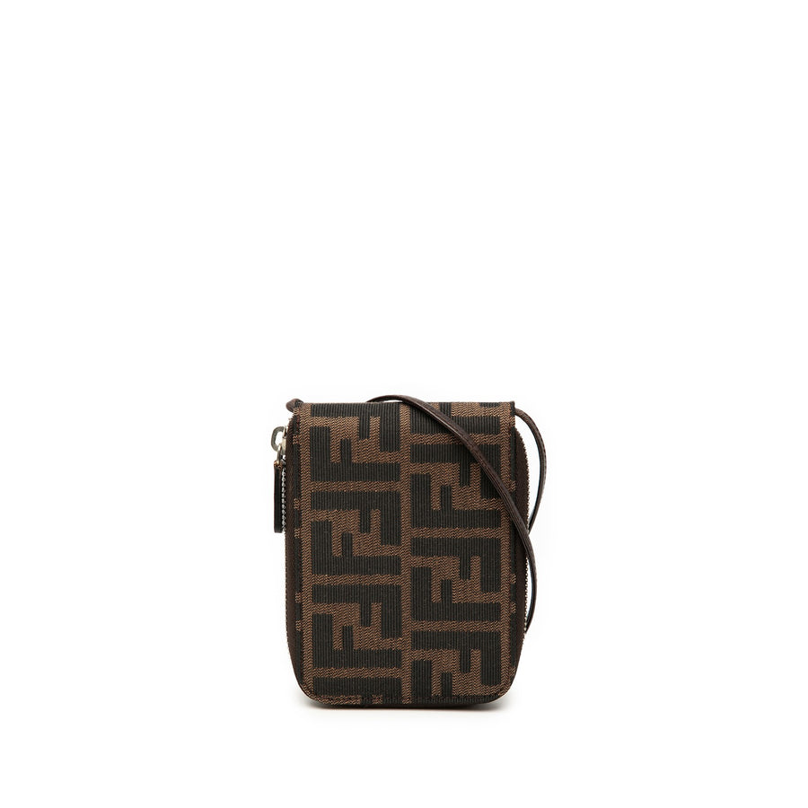 Fendi Zucca Canvas Zip Wallet On Strap