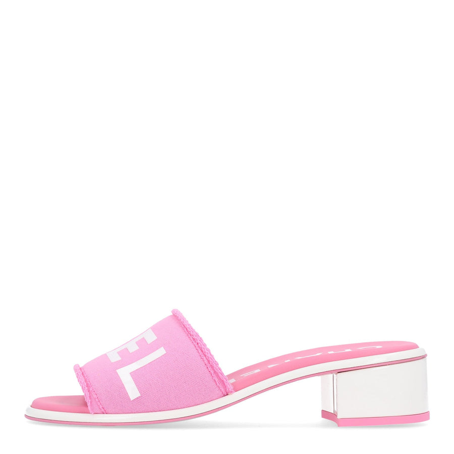 Chanel Cotton Logo Mule Sandals 38 Pink