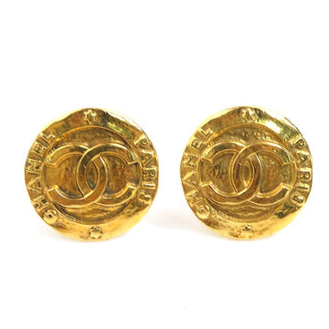 Chanel Cc Logo Earrings Gold Metal